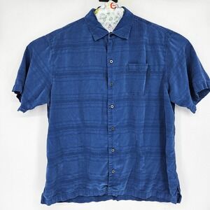 Tommy Bahama Shirt Mens XL Silk Hawaiian Button Up Camp Casual Preppy Blue